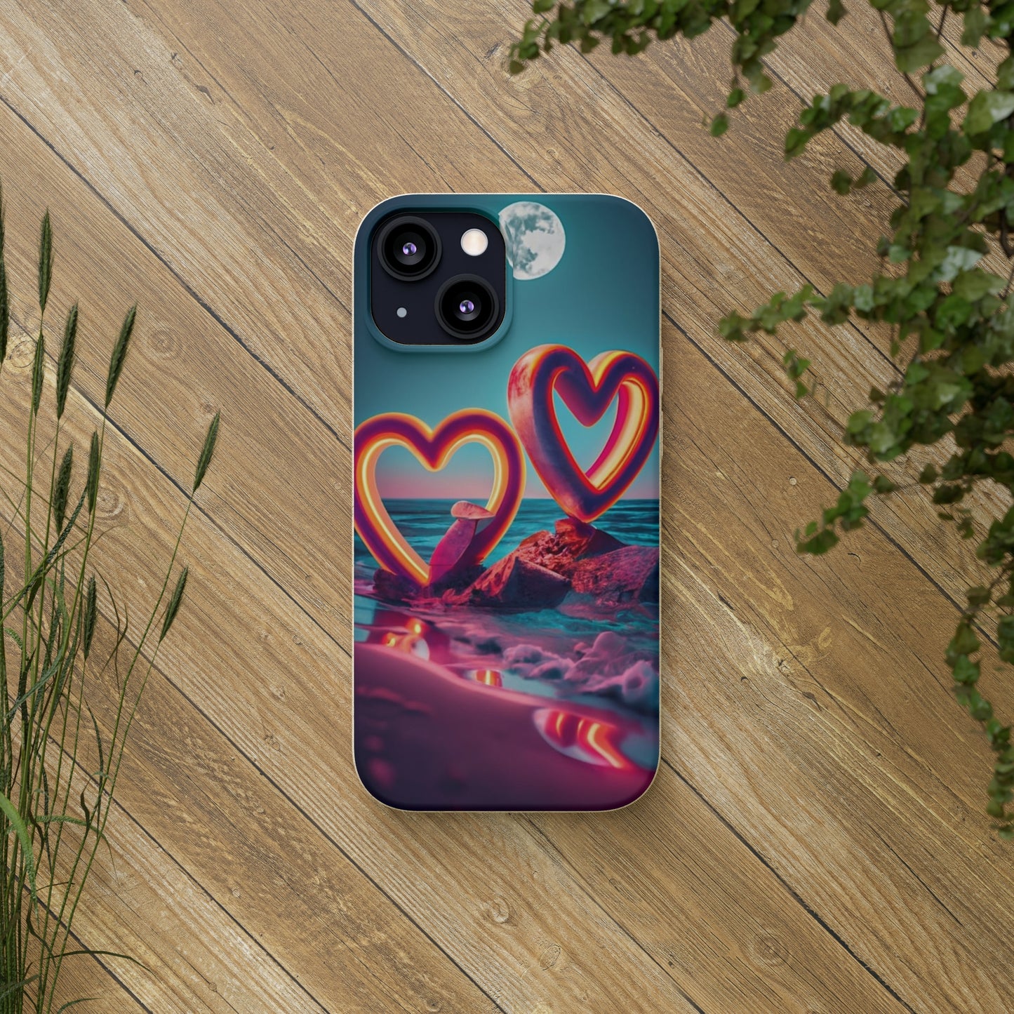 luminous Neon Heart Biodegradable Case