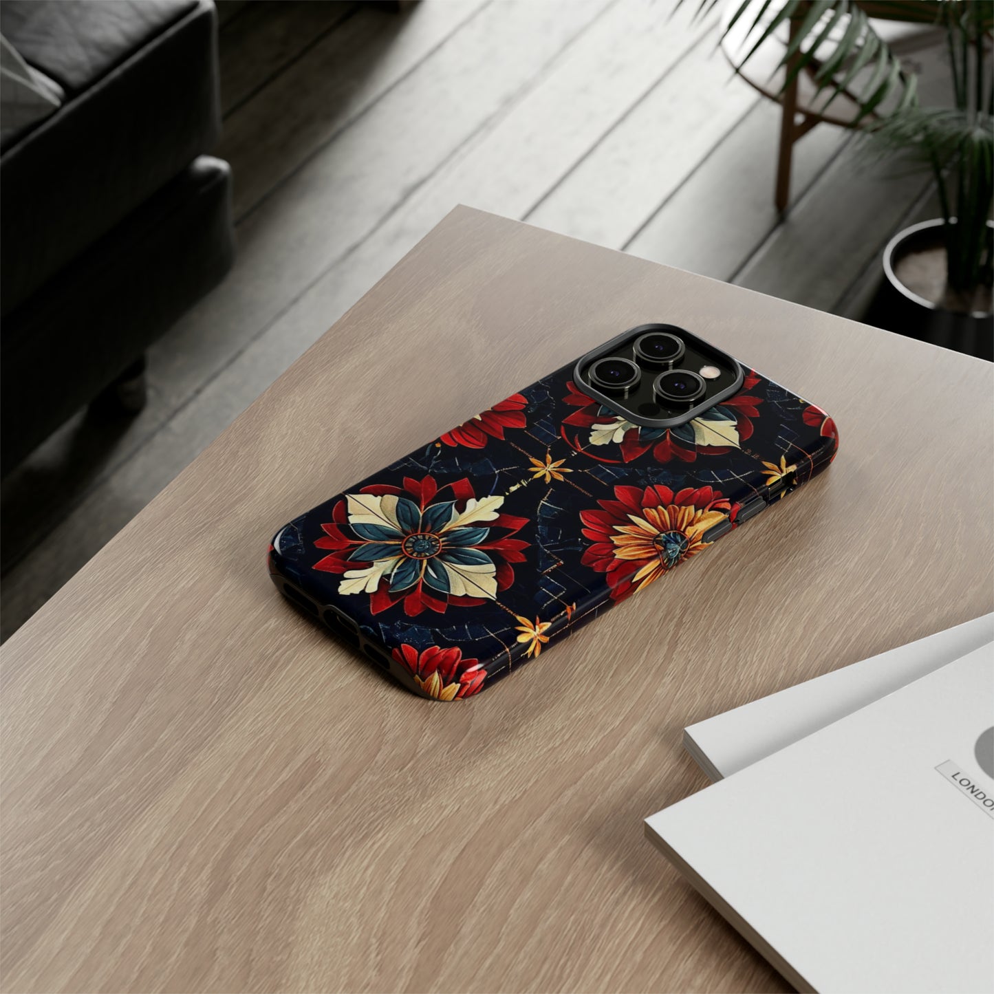 Red  flower Design Pattern Tough Case