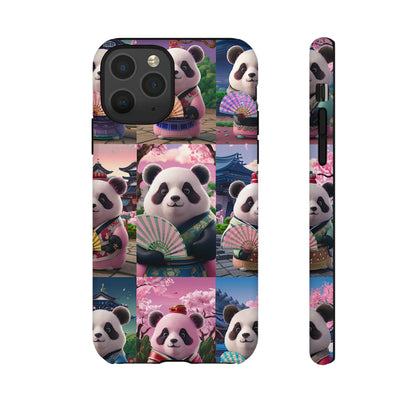 Cute Panda Grid Art Pattern Tough Case