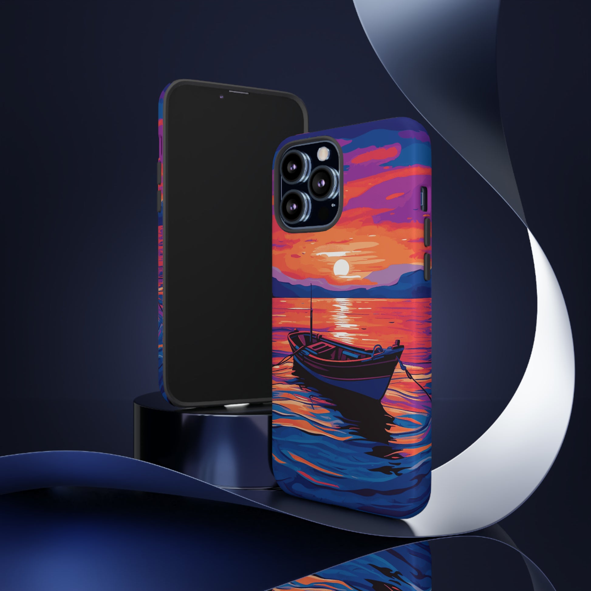 Boat With Sunset Tough Case - Colorwink