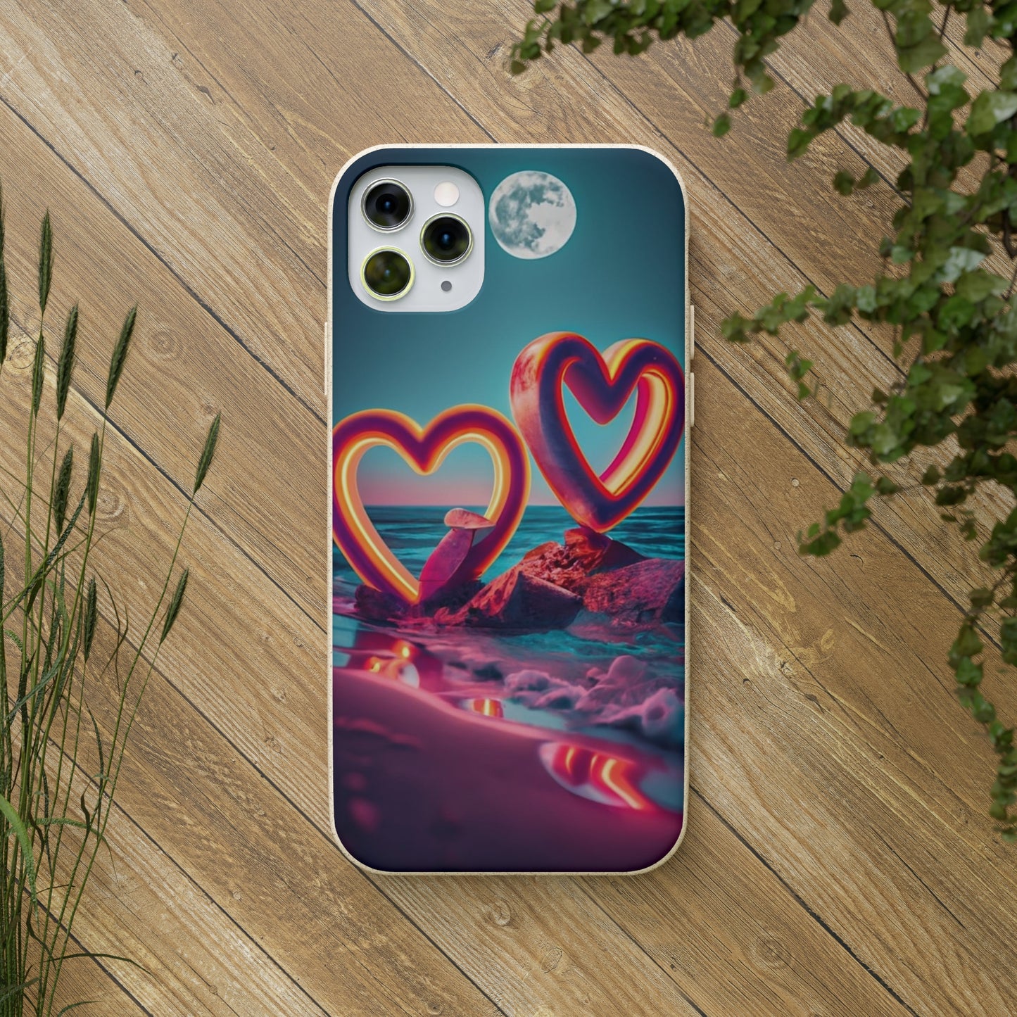 luminous Neon Heart Biodegradable Case