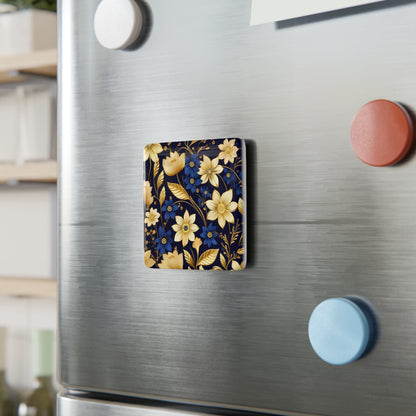 Indigo Golden Flowers Magnet