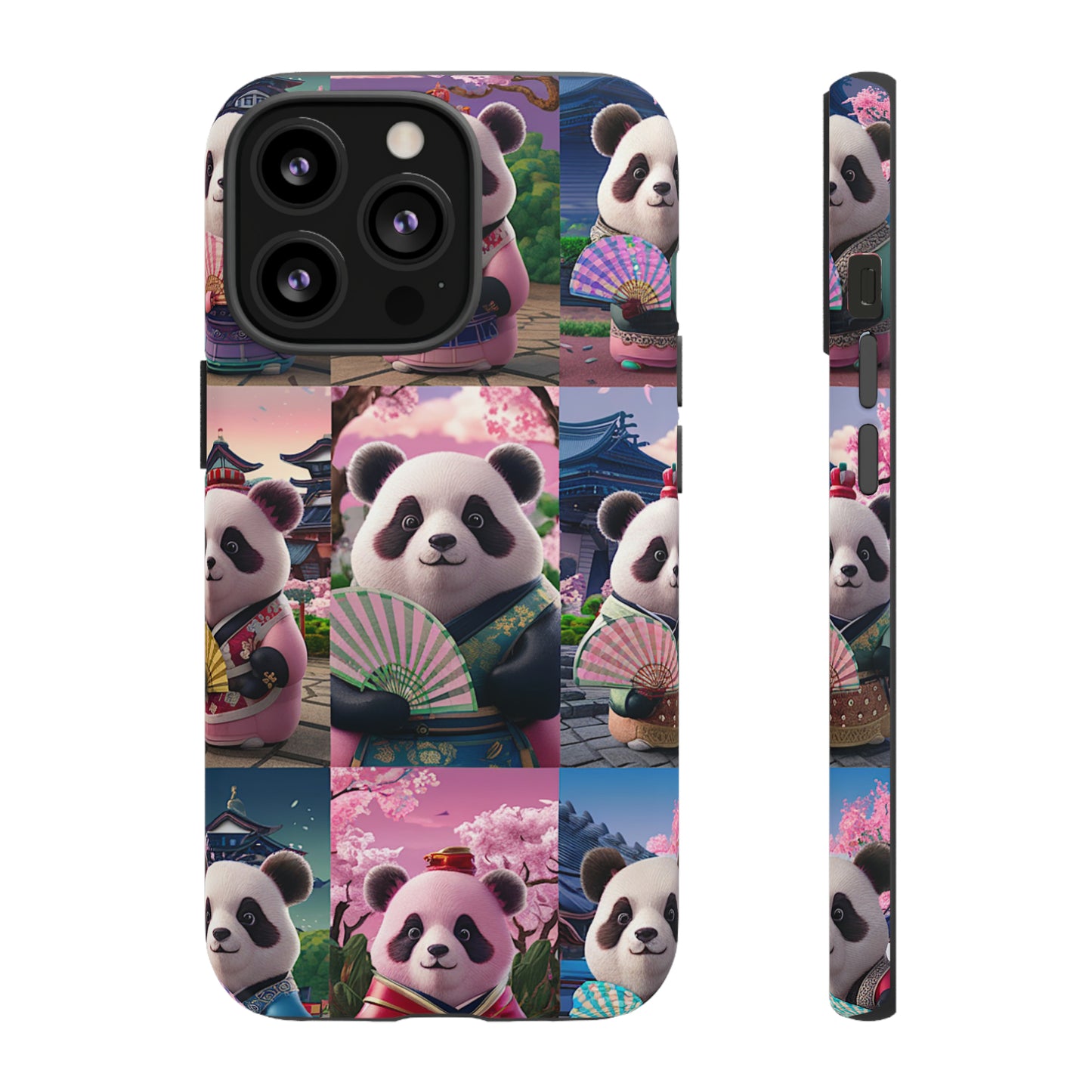 Cute Panda Grid Art Pattern Tough Case