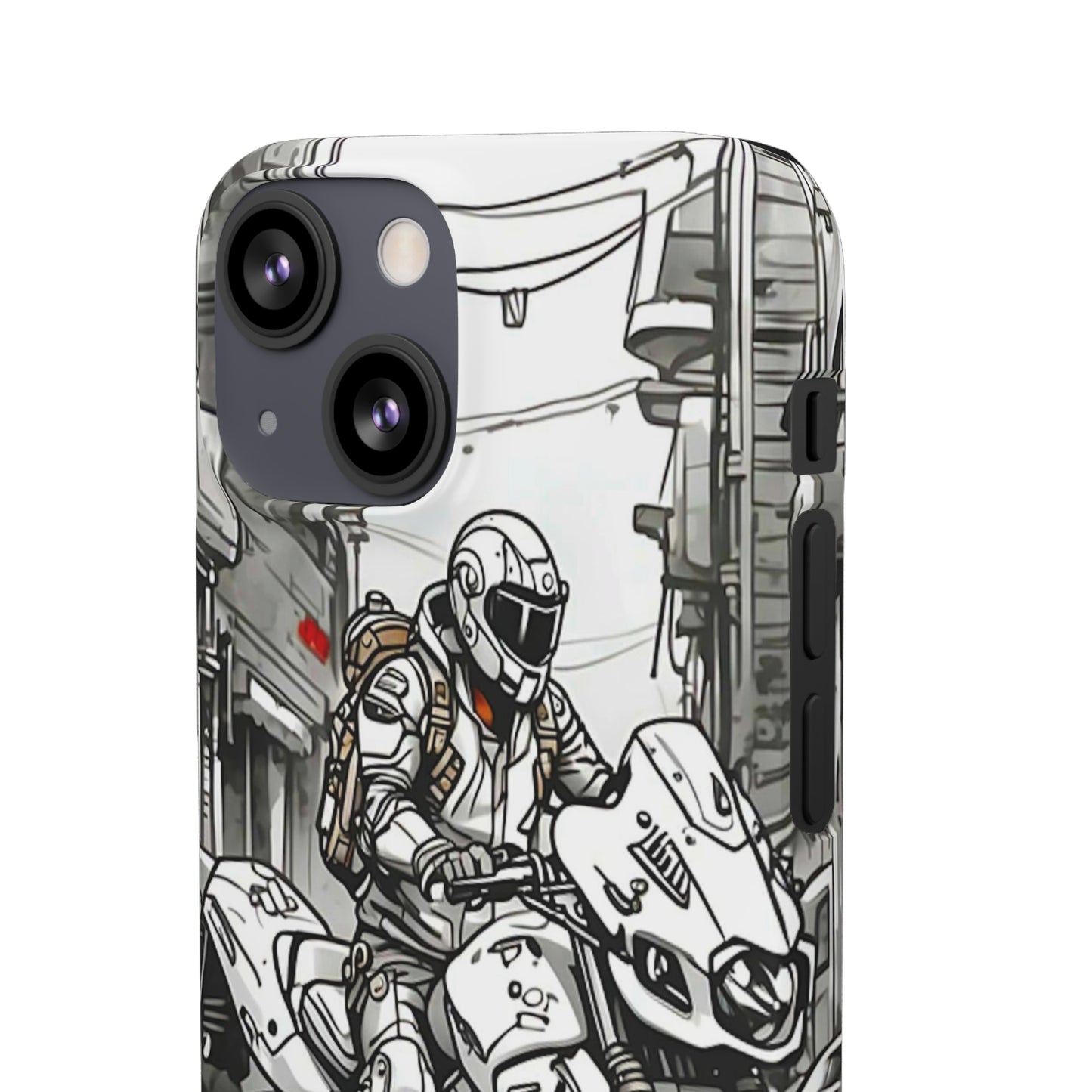 Biker Black & White Cartoon Art Snap Case - Colorwink