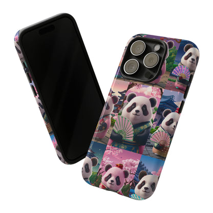 Cute Panda Grid Art Pattern Tough Case