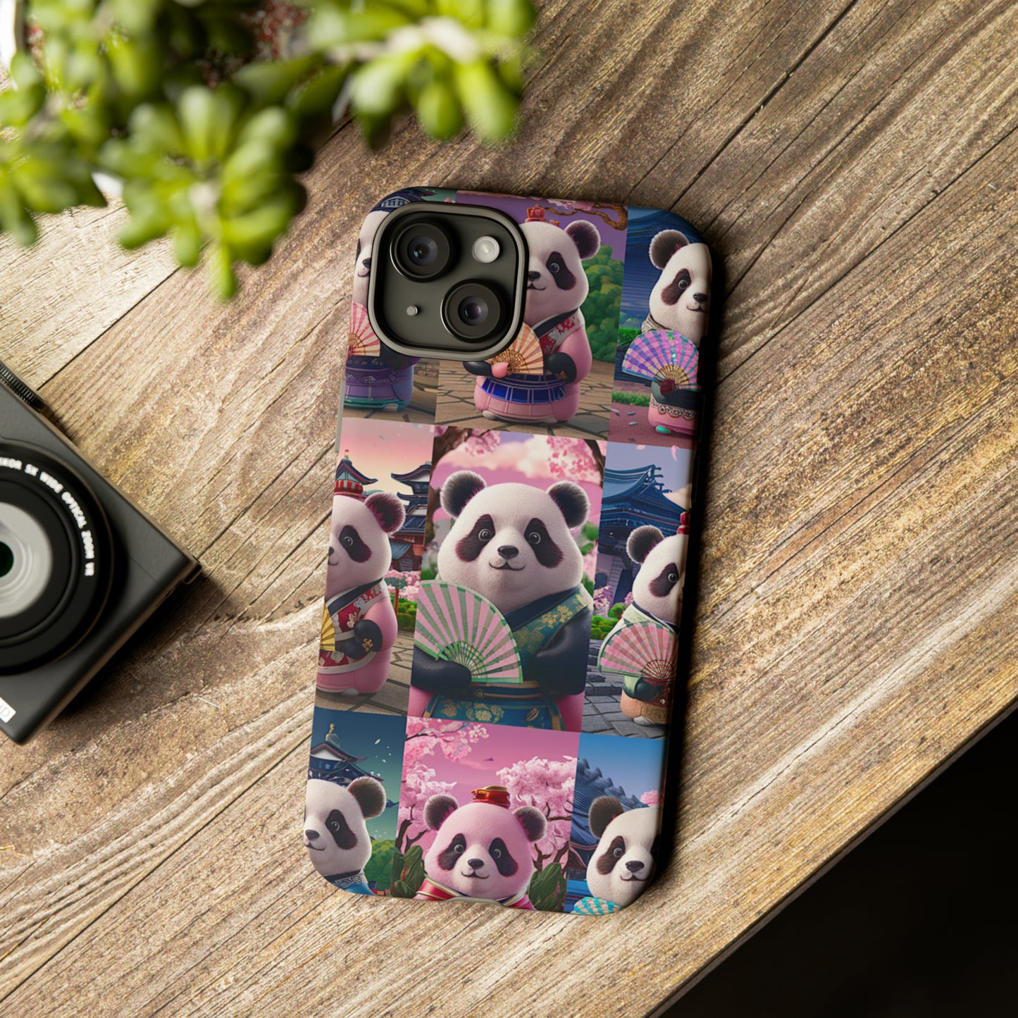 Cute Panda Grid Art Pattern Tough Case