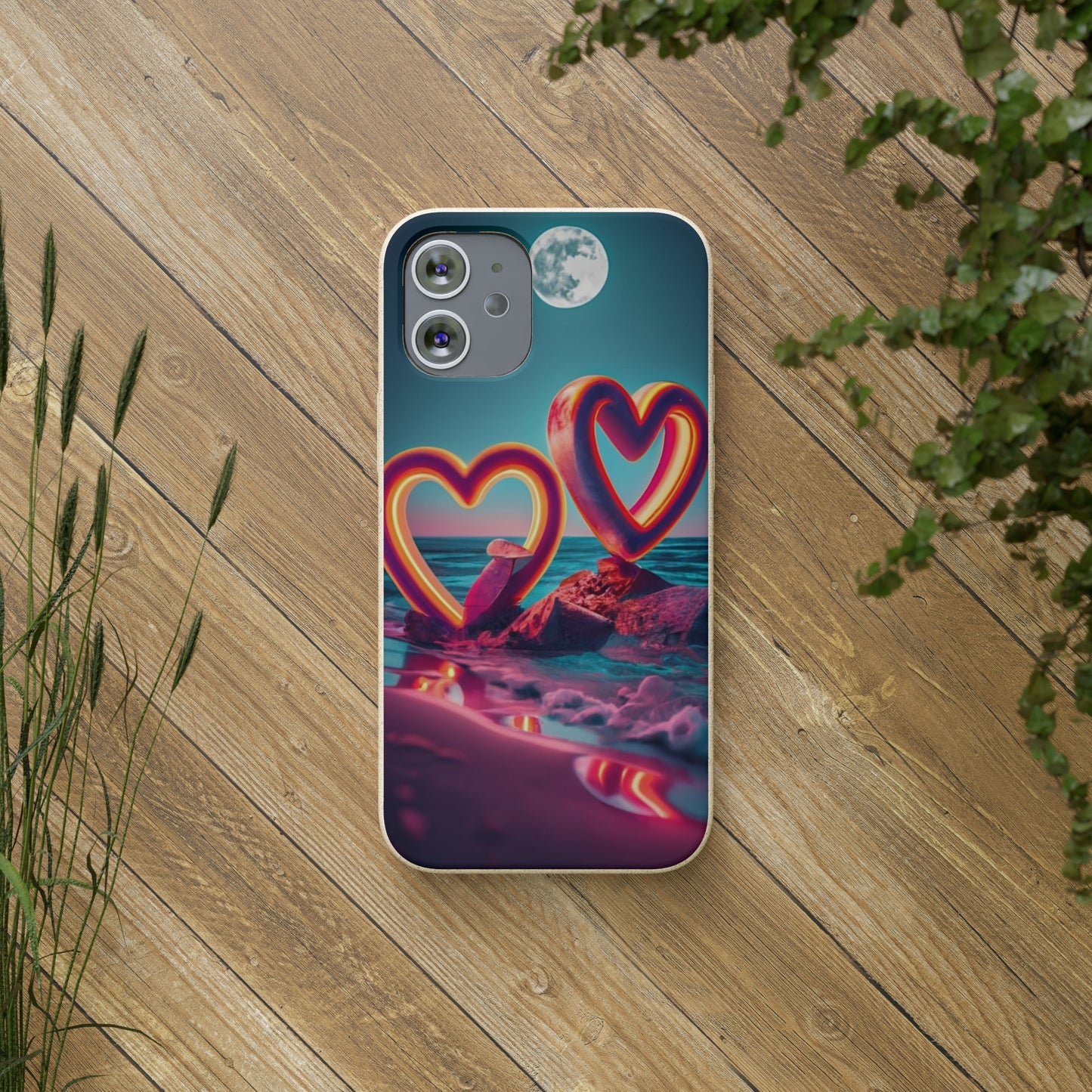 luminous Neon Heart Biodegradable Case