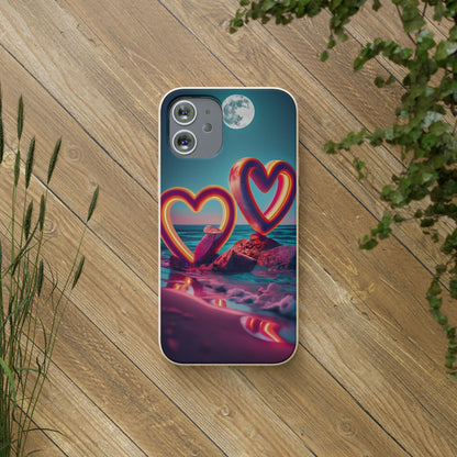 luminous Neon Heart Biodegradable Case