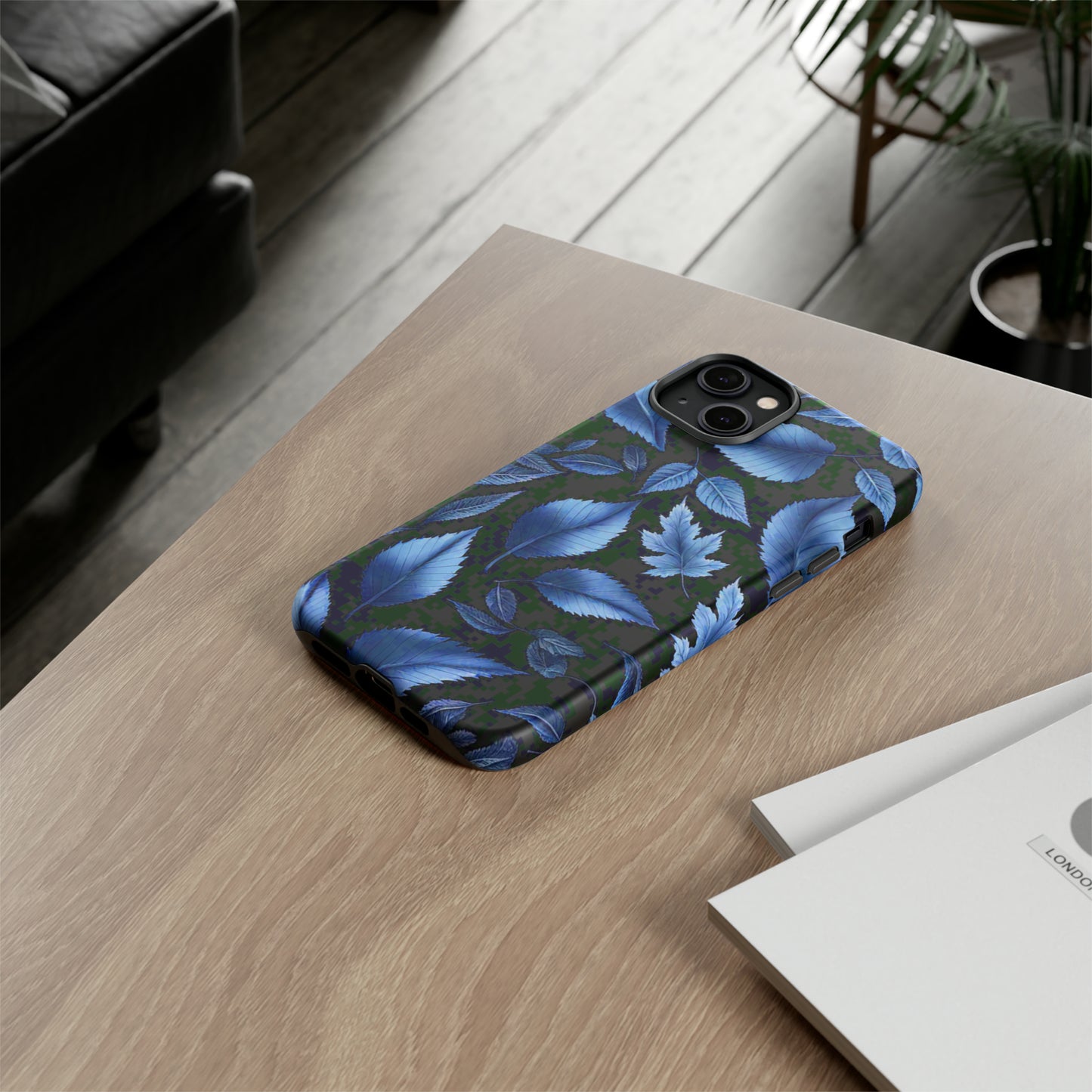 Blue Leaf Art Design Pattern Tough Case