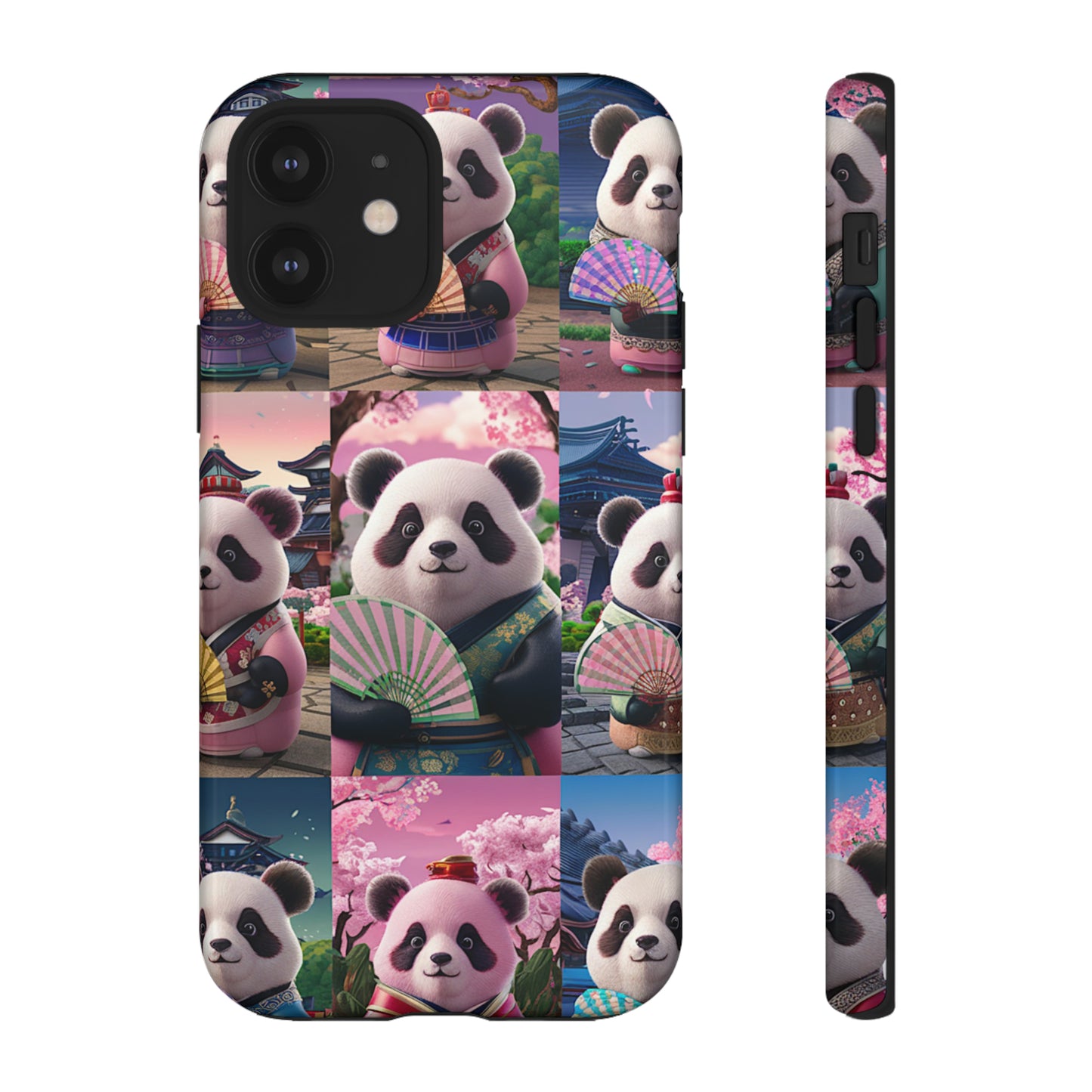 Cute Panda Grid Art Pattern Tough Case