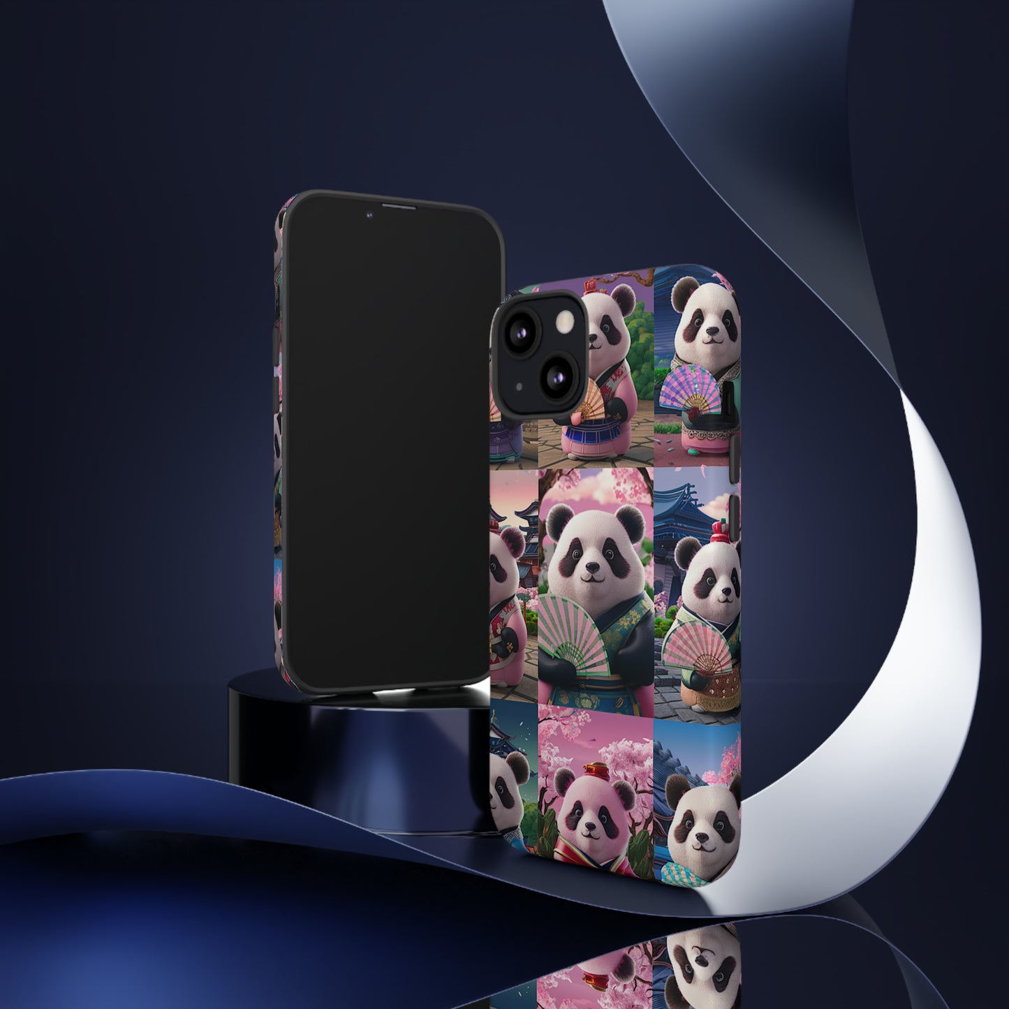 Cute Panda Grid Art Pattern Tough Case