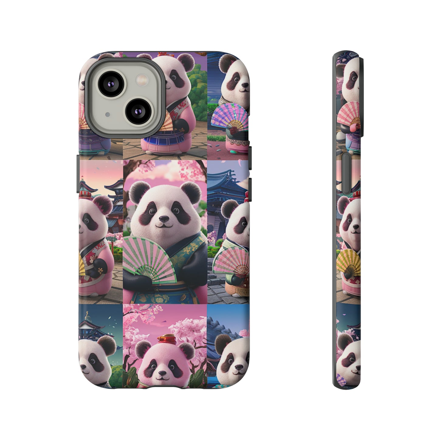 Cute Panda Grid Art Pattern Tough Case