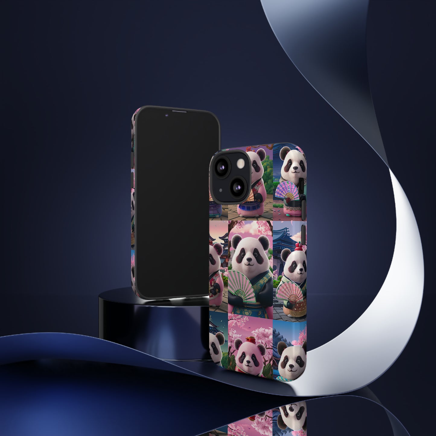 Cute Panda Grid Art Pattern Tough Case