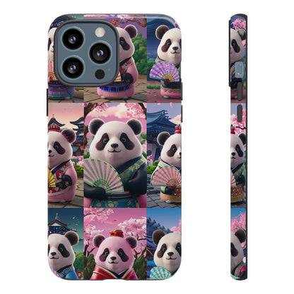 Cute Panda Grid Art Pattern Tough Case