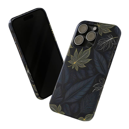 Black leaf Pattern Slim Phone Case - Colorwink