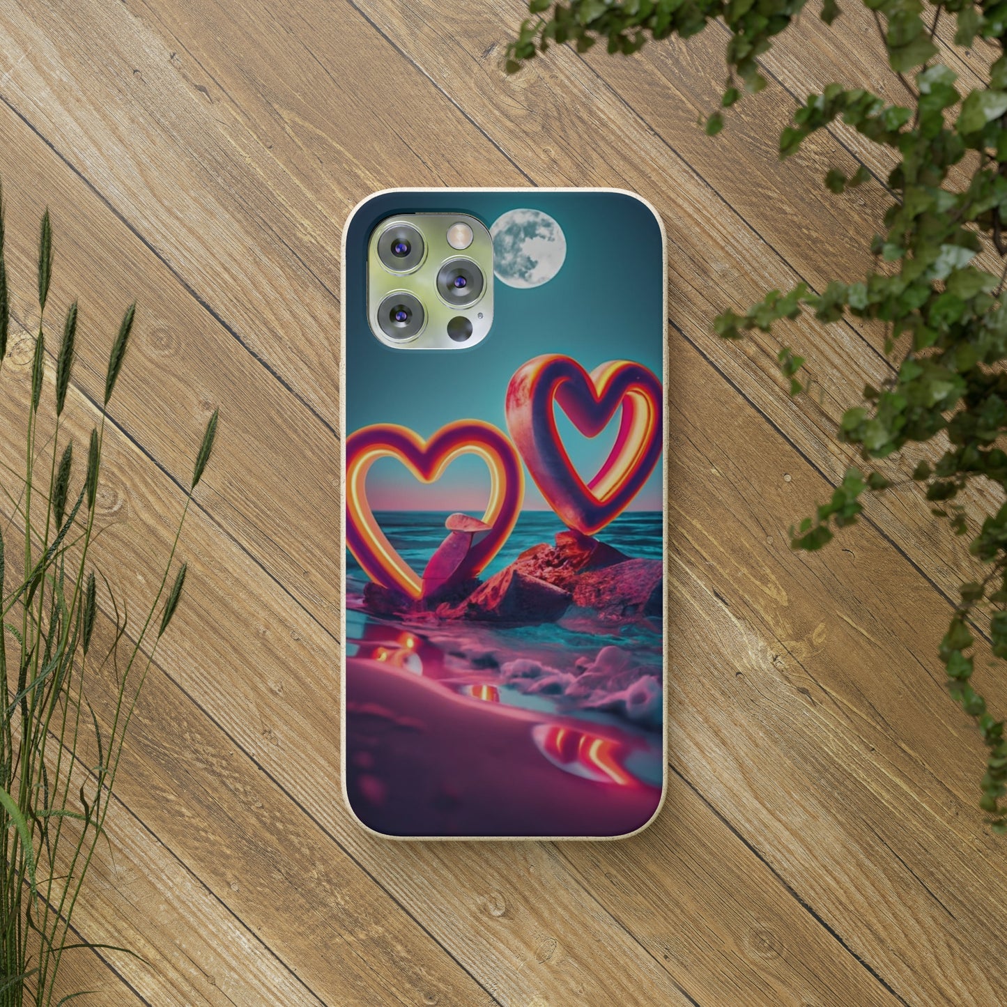 luminous Neon Heart Biodegradable Case