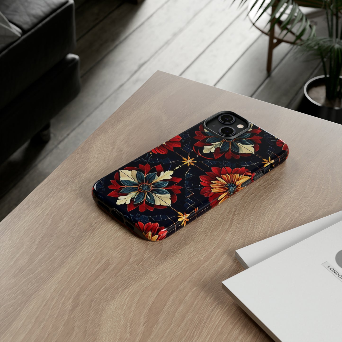 Red  flower Design Pattern Tough Case