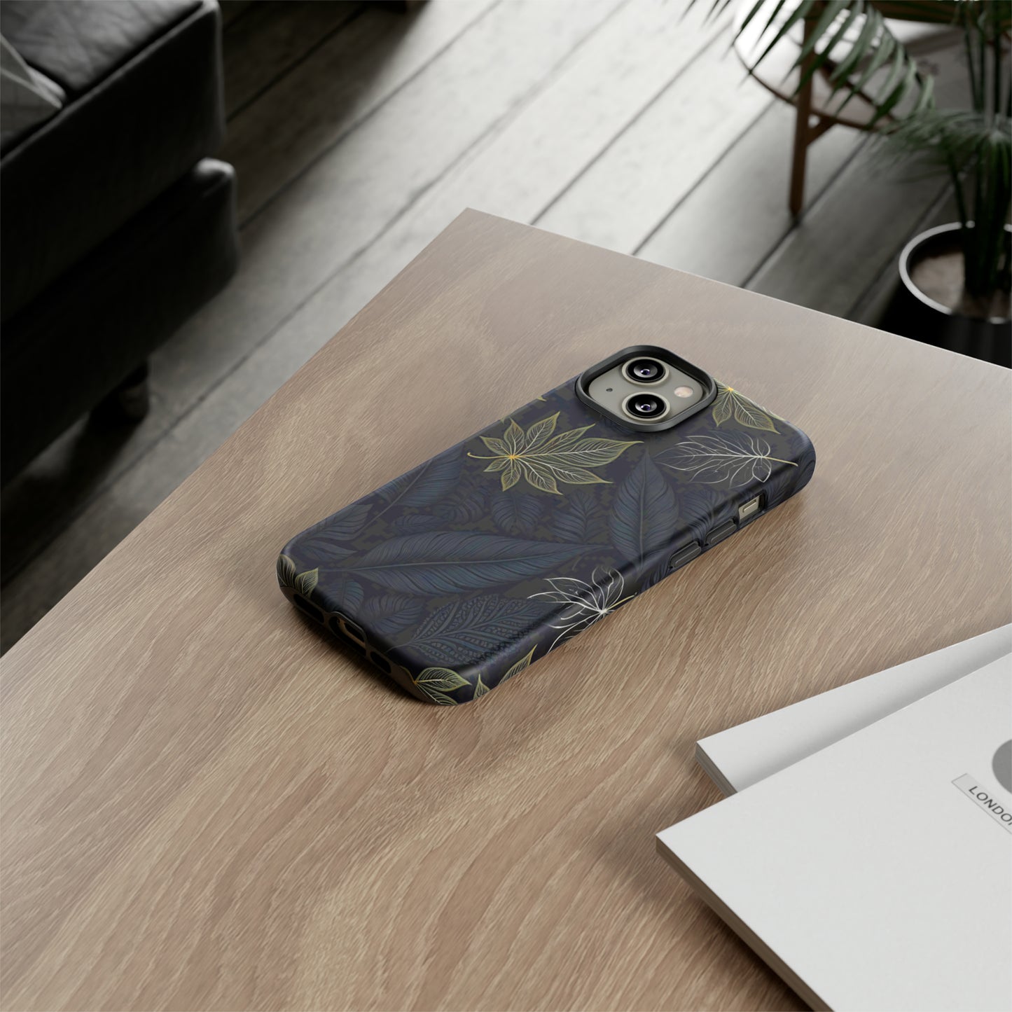 Grey Leaf Pattern Tough Case