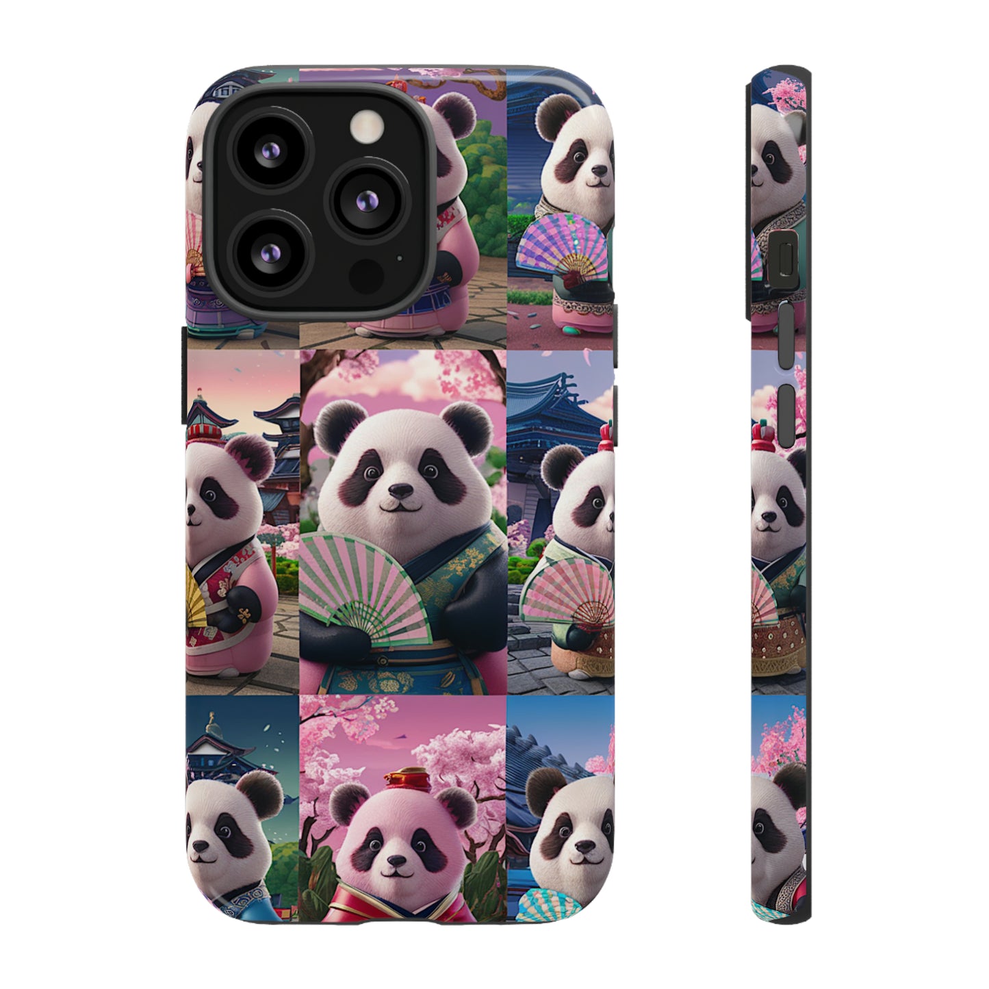 Cute Panda Grid Art Pattern Tough Case