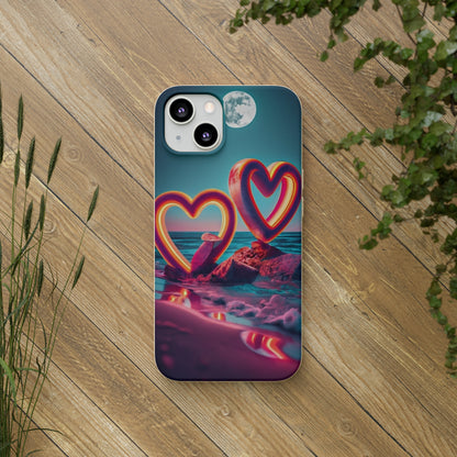 luminous Neon Heart Biodegradable Case