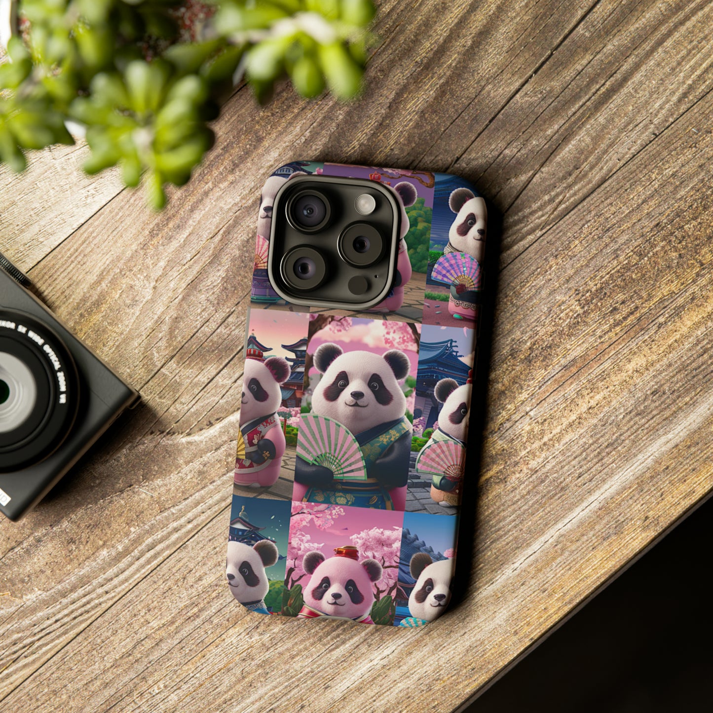 Cute Panda Grid Art Pattern Tough Case