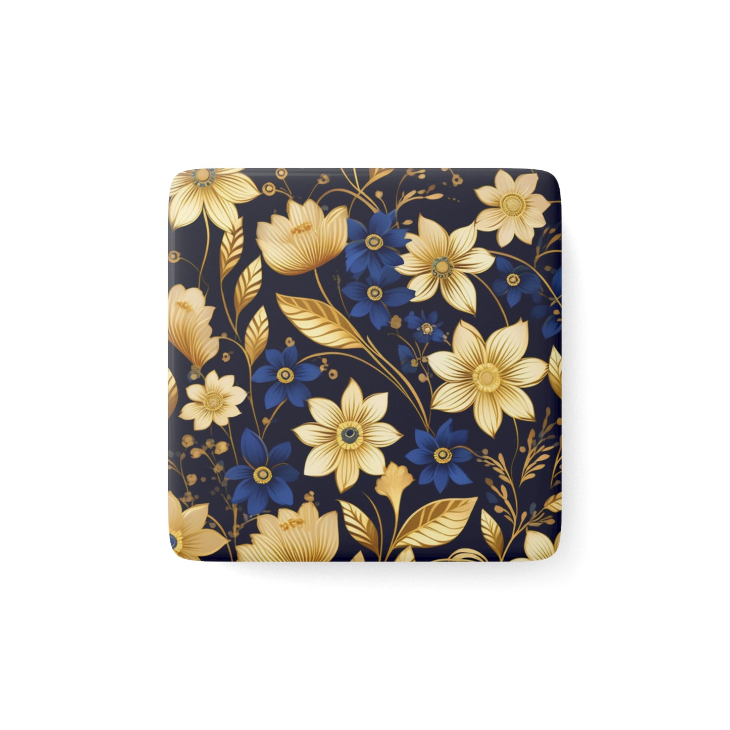 Indigo Golden Flowers Magnet