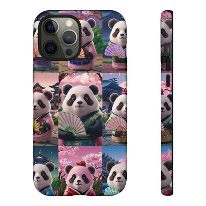 Cute Panda Grid Art Pattern Tough Case