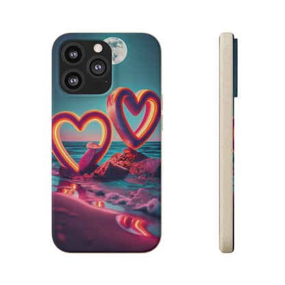 luminous Neon Heart Biodegradable Case