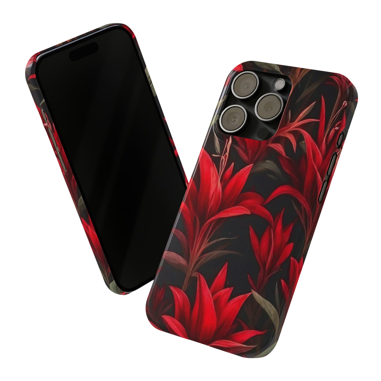 Red Flower Pattern Slim Phone Case - Colorwink