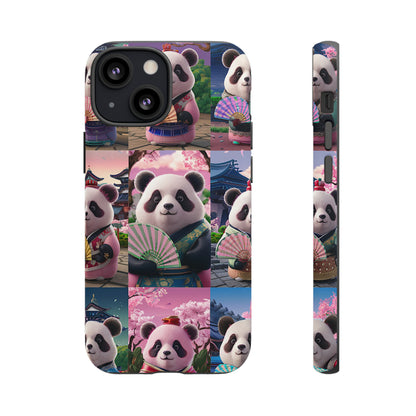 Cute Panda Grid Art Pattern Tough Case