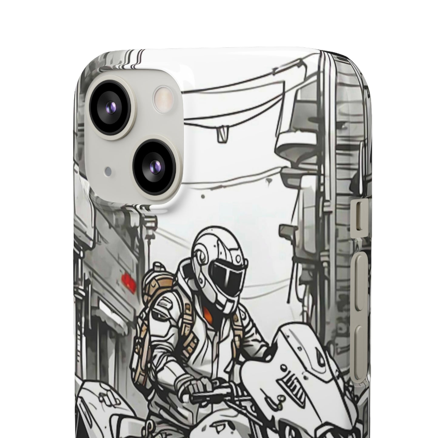 Biker Black & White Cartoon Art Snap Case - Colorwink