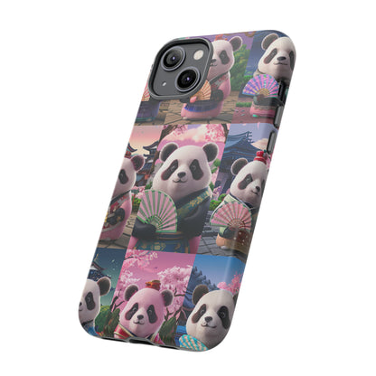 Cute Panda Grid Art Pattern Tough Case