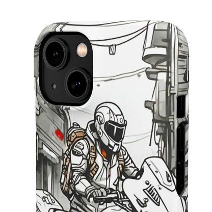 Biker Black & White Cartoon Art Snap Case - Colorwink