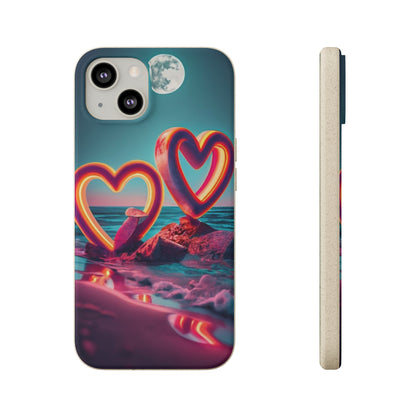 luminous Neon Heart Biodegradable Case