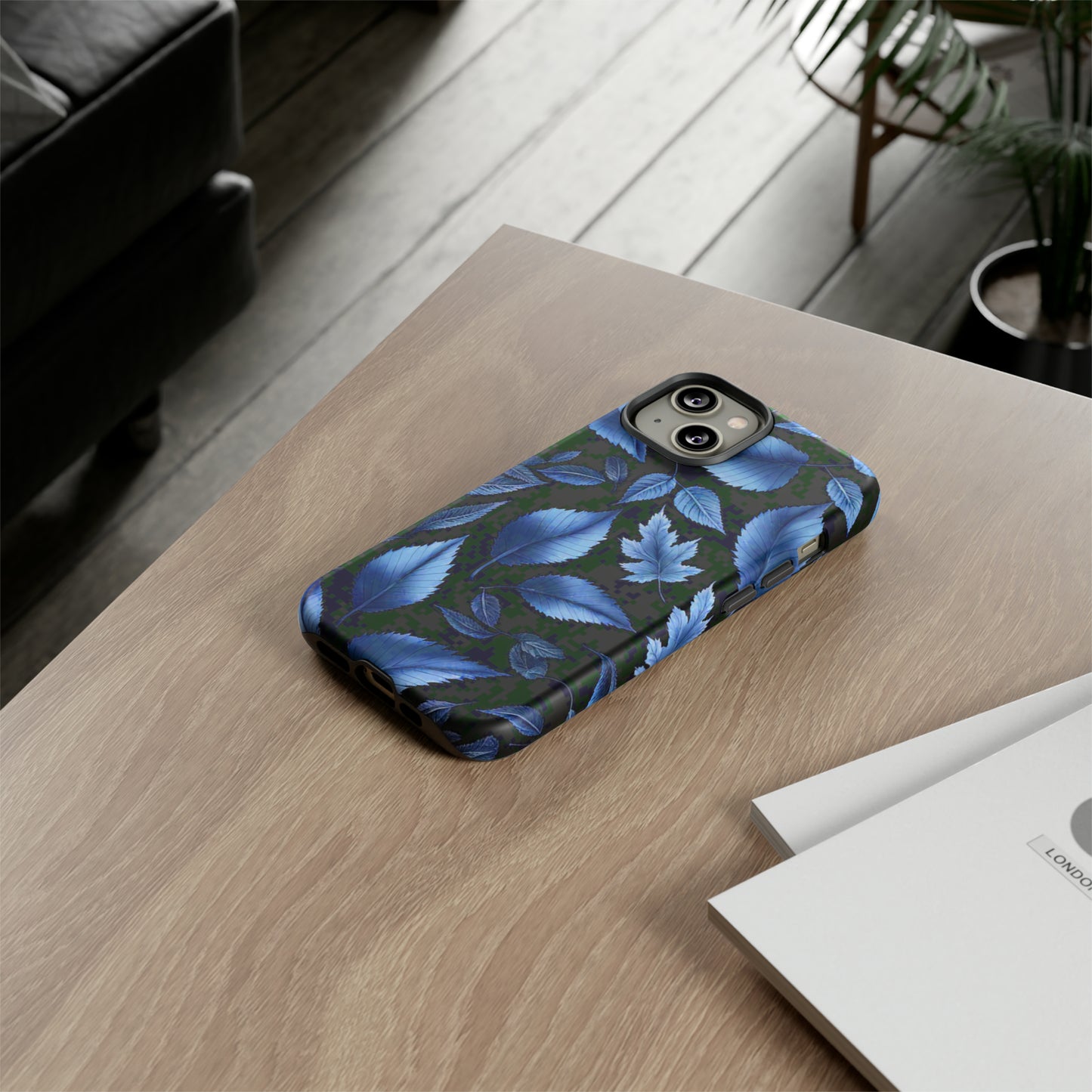 Blue Leaf Art Design Pattern Tough Case