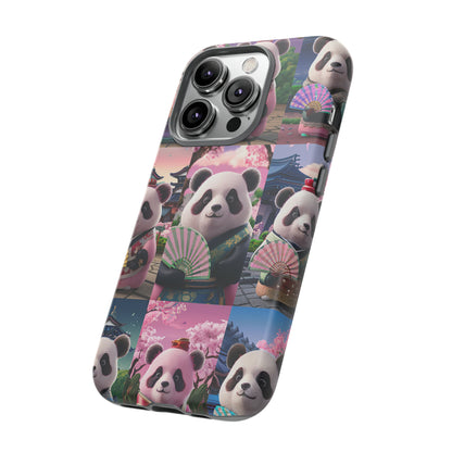 Cute Panda Grid Art Pattern Tough Case