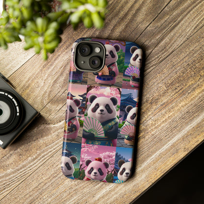 Cute Panda Grid Art Pattern Tough Case