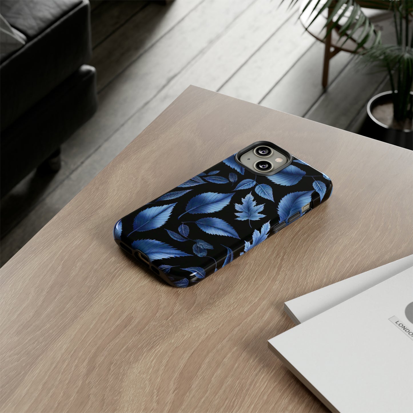 Blue Leaf Art Design Pattern Tough Case