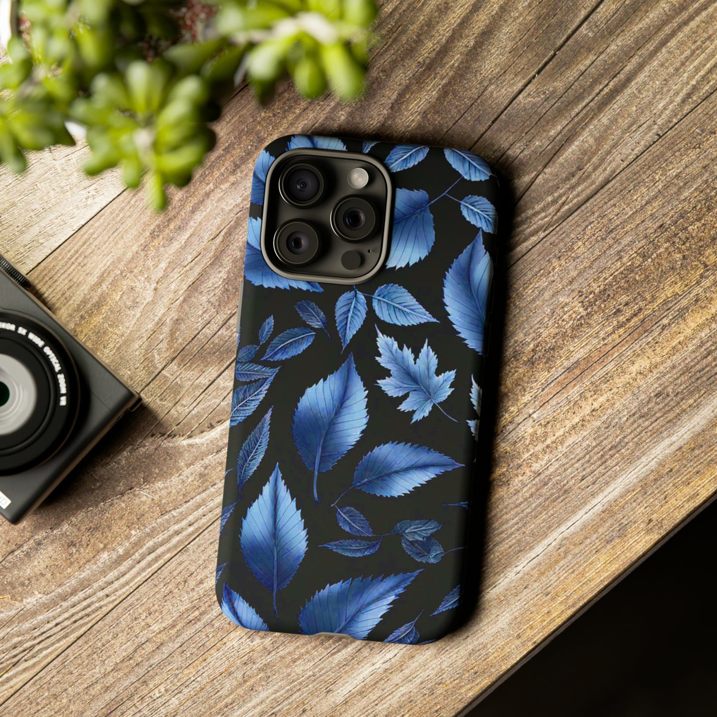 Blue Leaf Art Design Pattern Tough Case