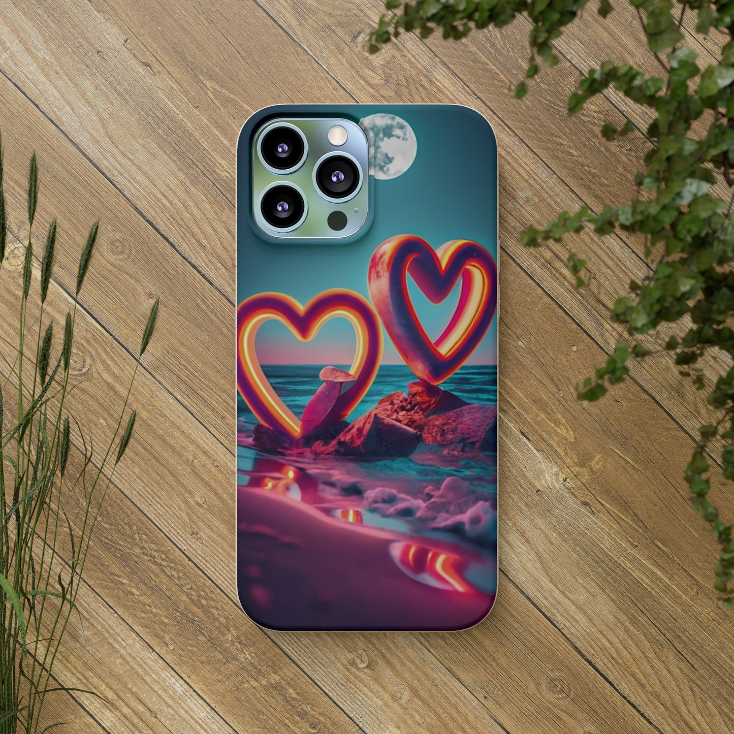 luminous Neon Heart Biodegradable Case