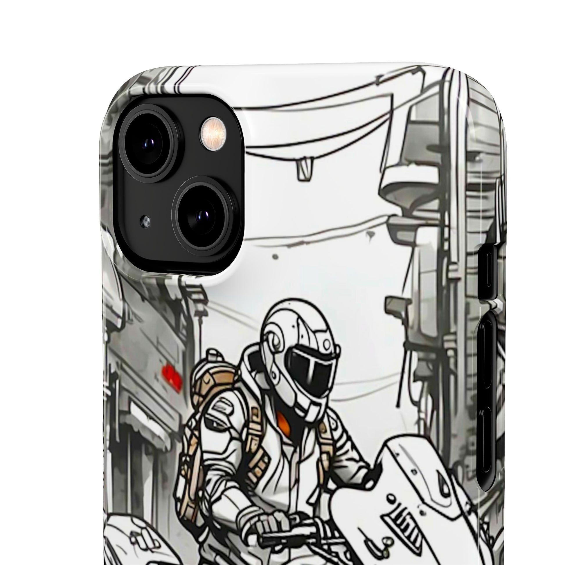 Biker Black & White Cartoon Art Snap Case - Colorwink