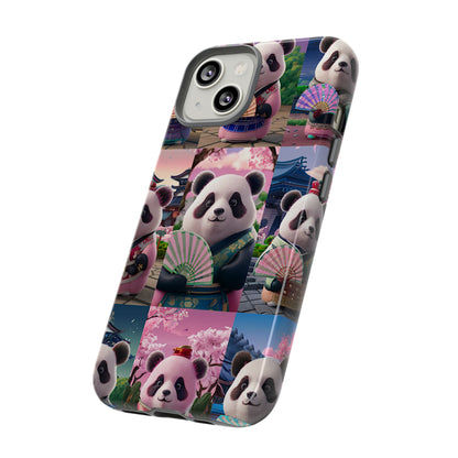 Cute Panda Grid Art Pattern Tough Case