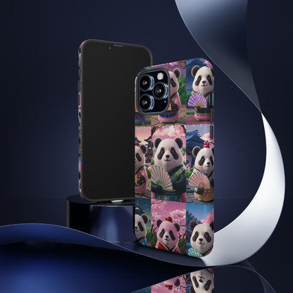 Cute Panda Grid Art Pattern Tough Case