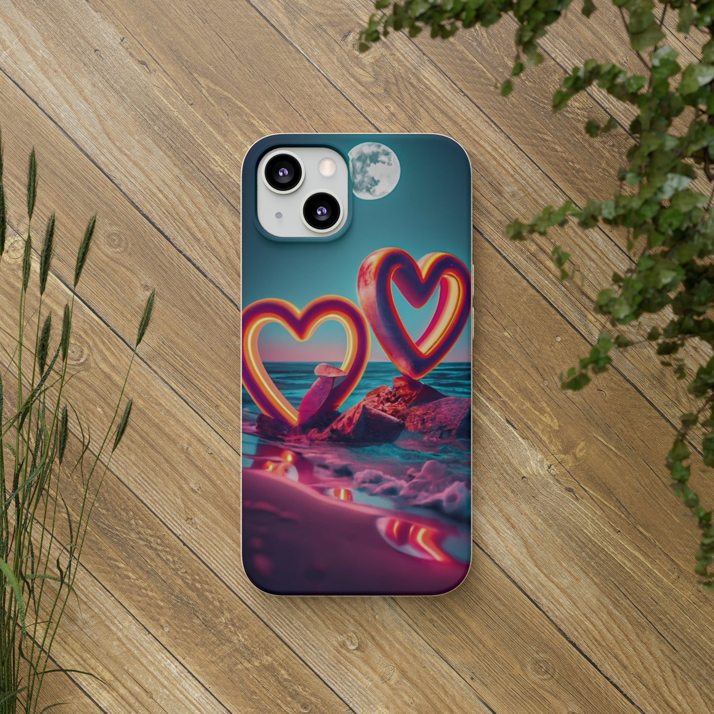 luminous Neon Heart Biodegradable Case