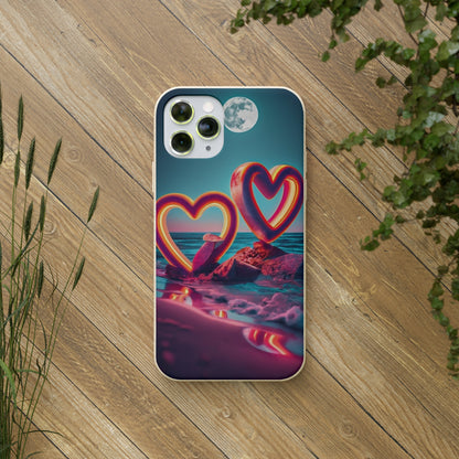 luminous Neon Heart Biodegradable Case