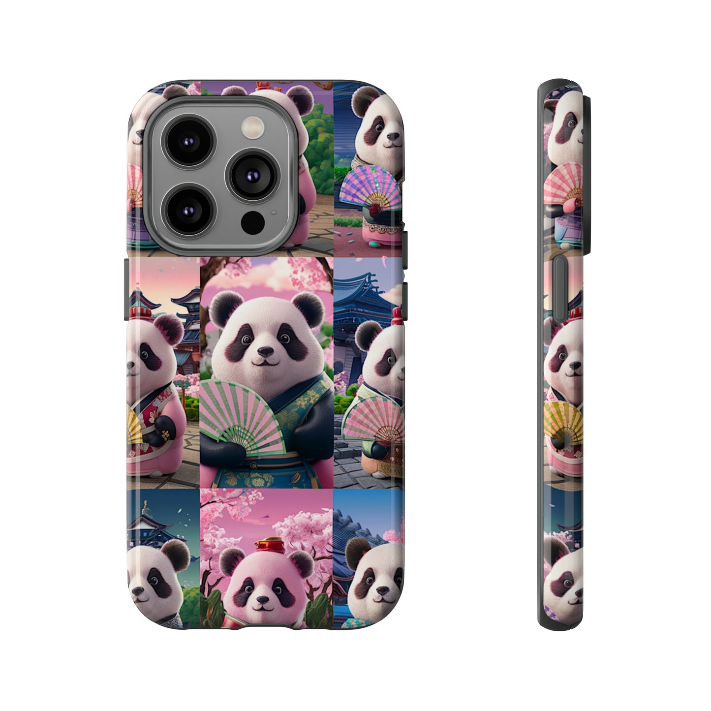 Cute Panda Grid Art Pattern Tough Case