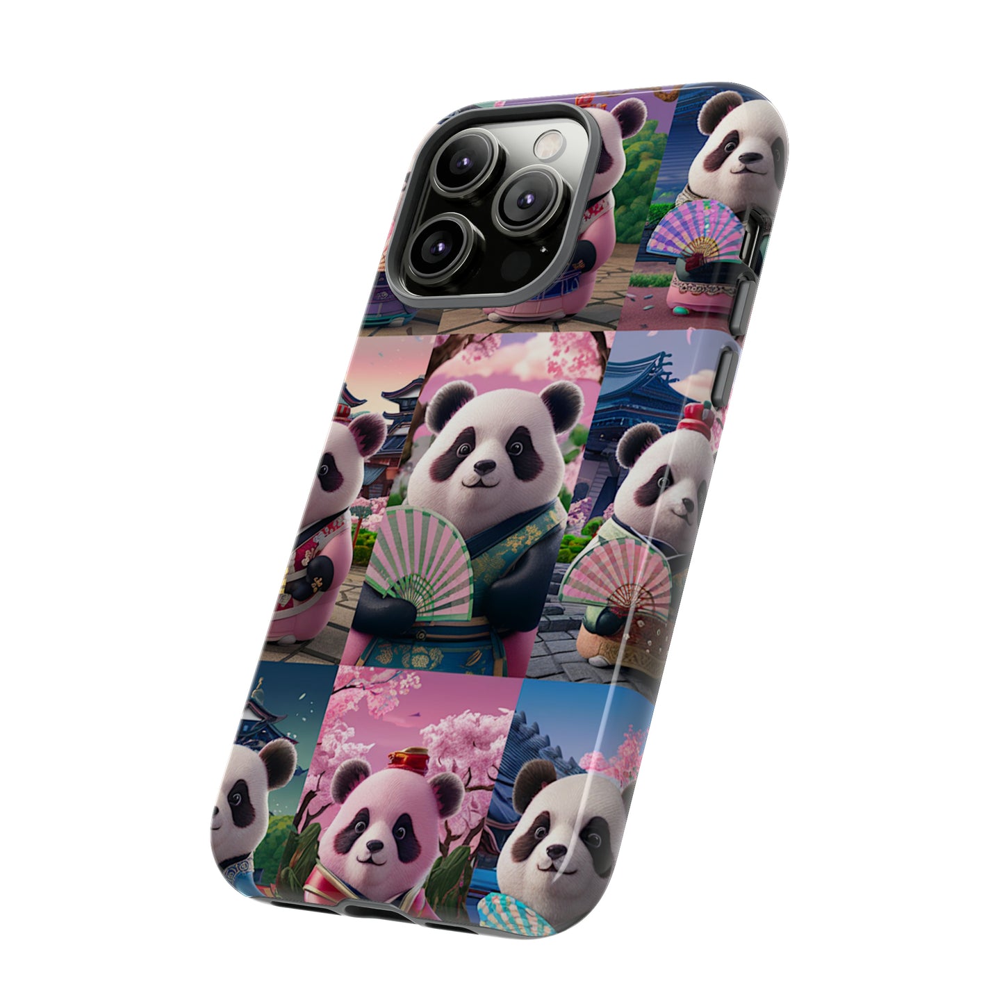 Cute Panda Grid Art Pattern Tough Case