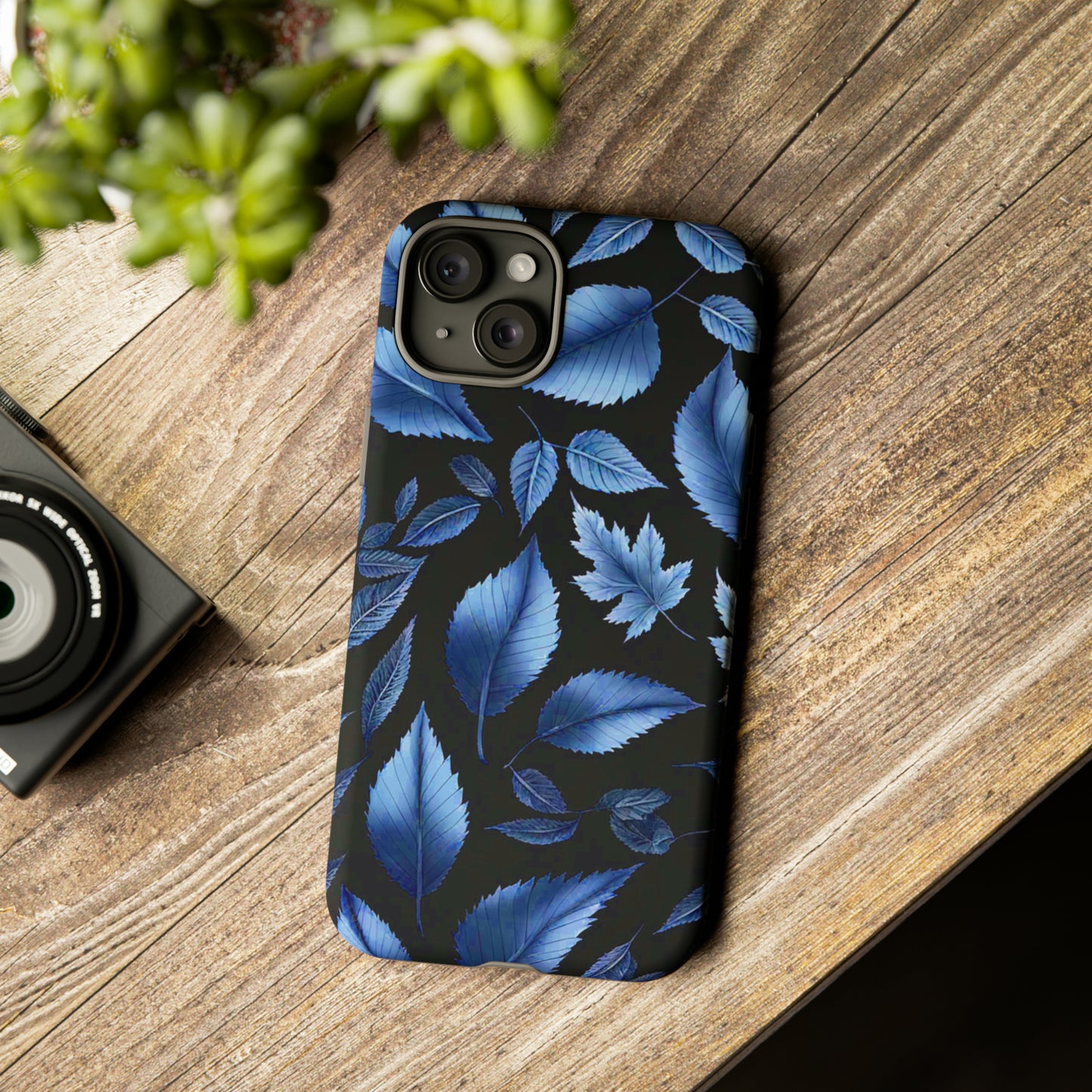 Blue Leaf Art Design Pattern Tough Case