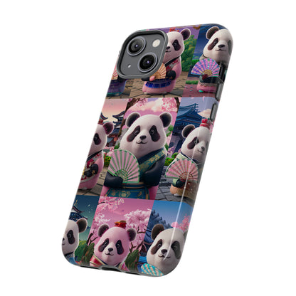 Cute Panda Grid Art Pattern Tough Case