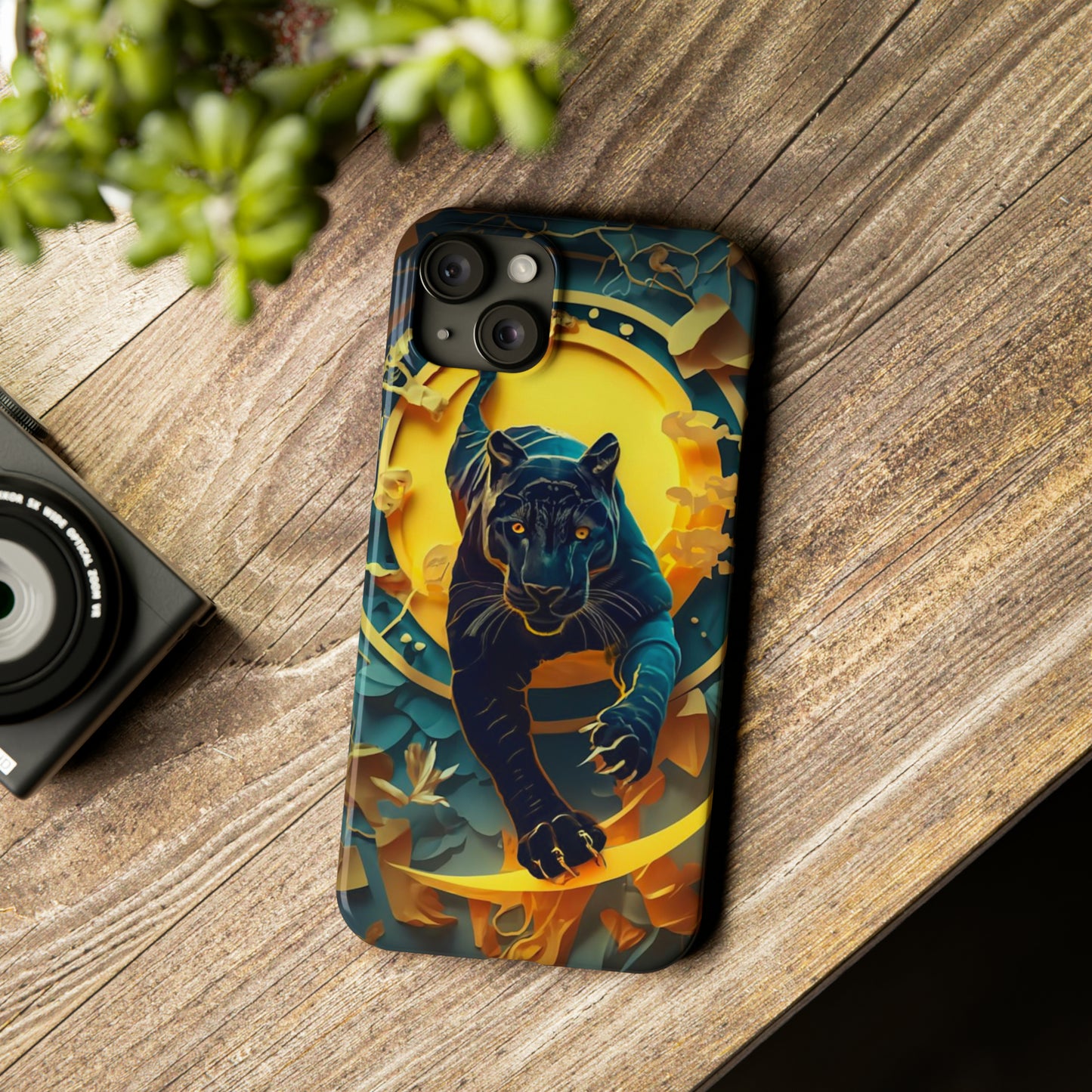 Onyx Black Jaguar Slim Phone Case - Colorwink